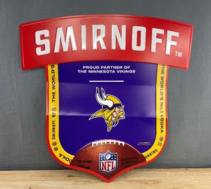 lot 22M image: Minnesota Vikings NFL Smirnoff Vodka Tin Tacker 23 Sign - New