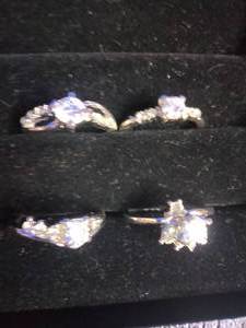 lot 5 image: 4 Stainless Steel Fashion Rings with CZ Stones - Size 8.5 to 9