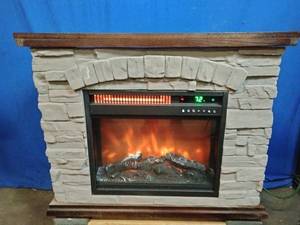 Lifesmart Large Square Infrared Faux Stone Fireplace