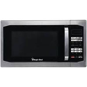 lot 17 image: Magic Chef 1.6 cu. ft. 1100W countertop microwave in stainless steel.