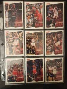 lot 239 image: Collection of Michael Jordan Victory - Jordans Greatest Hits basketball trading cards, likely from the 1998-99 Upper Deck set.