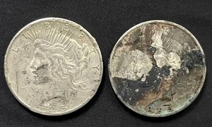 lot 20 image: Pair of 1925 Peace Dollars