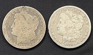 lot 27 image: Pair of 1879 Morgan Silver Dollars