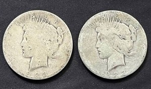lot 42 image: Pair of 1923 Peace Dollars