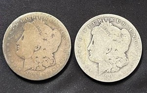 lot 44 image: Pair of 1891-O Morgan Silver Dollars
