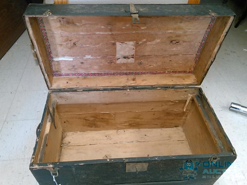 Antique Stamped Metal Steamer Trunk-Very Ornate