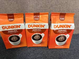 lot 211 image: 3 Bags Of Dunkin Hazelnut Coffee
