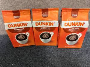 lot 212 image: 3 Bags Of Dunkin Hazelnut Coffee