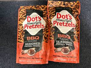 2 1Lb Bags Of Dots Bbq Pretzels