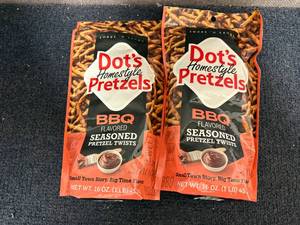 lot 253 image: 2 1Lb Bags Of Dots Bbq Pretzels