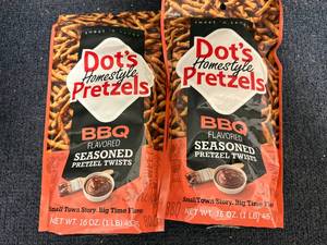 lot 254 image: 2 1Lb Bags Of Dots Bbq Pretzels