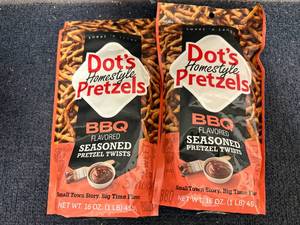 lot 255 image: 2 1Lb Bags Of Dots Bbq Pretzels