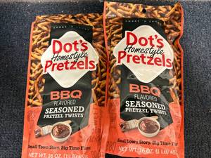 lot 258 image: 2 1Lb Bags Of Dots Bbq Pretzels