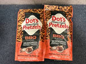 lot 259 image: 2 1Lb Bags Of Dots Bbq Pretzels