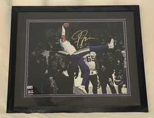 lot 11 image: Justin Jefferson Autographed The Catch Photo Beckett Authenticated Framed 26x22 and Matted Minnesota Vikings Football