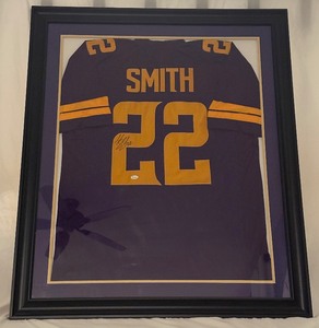 lot 17 image: Harrison Smith Autographed Color Rush Jersey JSA Authenticated 43x35 35x43 Professionally Framed Minnesota Vikings Football