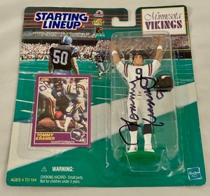 lot 24 image: Tommy Kramer Autographed Custom Minnesota Vikings Starting Lineup Figure