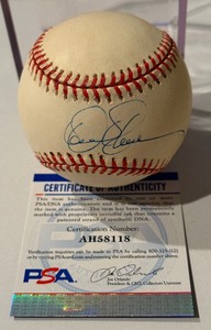 lot 45 image: Dennis Eckersley Autographed Baseball With PSA COA Rawlings OALB Budig Ball