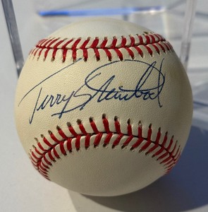 lot 69 image: Terry Steinbach Autographed Baseball Rawlings OALB Brown Ball