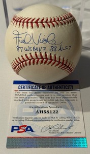 lot 33 image: Frank Viola Autographed and Inscribed 87 WS MVP 88 AL CY With PSA COA Rawlings OMLB Selig Ball