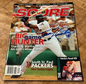 lot 38 image: Torii Hunter Autographed The Minnesota Score Baseball Magazine