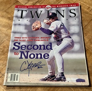 lot 40 image: Chuck Knoblauch Autographed Minnesota Twins Baseball Magazine