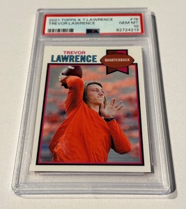 lot 64 image: Trevor Lawrence PSA 10 Gem Mint 2021 Topps #19 Football Card