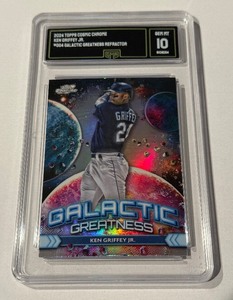 lot 30 image: Ken Griffey Jr. GMA 10 Gem Mint 2024 Topps Cosmic Chrome Galactic Greatness Refractor #GG4 Baseball Card