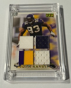 lot 32 image: John Randle 5 Quad Relic Jersey Fusion Numbered 25 Minnesota Vikings Football Card