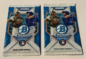 lot 102 image: 2 Packs 2021 Bowman Chrome Baseball Cards