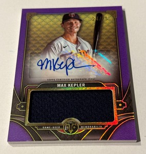 lot 122 image: Max Kepler Auto Jumbo Relic 75 2022 Topps Triple Threads 3ASJR-MK Numbered 2475 Minnesota Twins Baseball Card