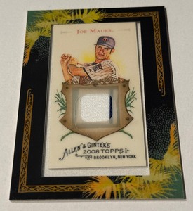 lot 123 image: Joe Mauer Relic 2008 Topps Allen & Ginter #AGR-JM Baseball Card
