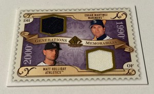 lot 129 image: Matt Holiday  Edgar Martinez Dual Relic 2009 SP Legendary Cuts Generations Memorabilia #MG-MH Baseball Card