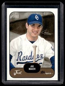 lot 135 image: Joe Mauer Gold RC 2002 Topps Total #1 Minnesota Twins Baseball Card