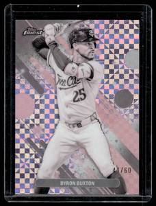 lot 143 image: Byron Buxton Refractor SP 60  2025 Finest Pearl Checkerboard #91 Minnesota Twins Baseball Card