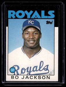 lot 147 image: Bo Jackson RC 1986 ToppDonruss Traded #50T Kansas City Royals Baseball Card