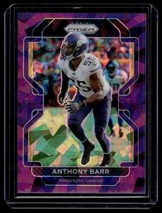 lot 153 image: Anthony Barr 225 Color Match  2021 Panini Prizm Purple Ice #131 Minnesota Vikings Football Card