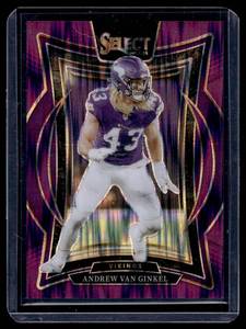 lot 154 image: Andrew Van Ginkel 360  2024 Panini Select Purple Prizm Shock #6 Minnesota Vikings Football Card