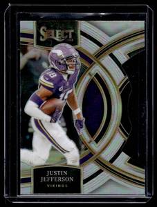 lot 156 image: Justin Jefferson Die Cut Silver Holo  2023 Select Prizm #175 Minnesota Vikings Football Card