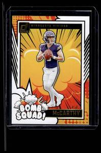 lot 165 image: J.J. McCarthy Insert RC 2024 Donruss #5 Minnesota Vikings Football Card