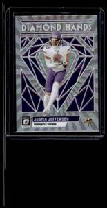 lot 170 image: Justin Jefferson Silver Holo Insert  2023 Donruss Optic Diamond Hands #DH-JJ Minnesota Vikings Football Card