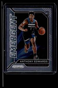 lot 180 image: Anthony Edwards Insert RC 2021 Prizm #3 Minnesota Timberwolves Basketball Card
