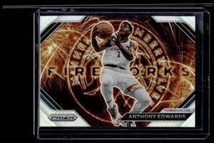 lot 182 image: Anthony Edwards  2023 Panini Prizm Fireworks #11 Minnesota Timberwolves Basketball Card