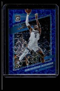 lot 189 image: Shai Gilgeous-Alexander Blue Lazer Prizm  2022 Donruss Optic #147 Oklahoma City Thunder Basketball Card