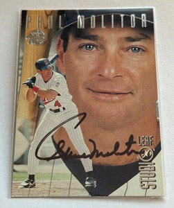 lot 24A image: Paul Molitor Autograph 1996 Leaf Studio #188 Minnesota Twins Baseball Card