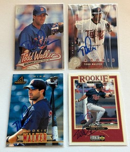 lot 26A image: (4) Todd Walker Autograph Minnesota Twins Baseball Cards W Rookies