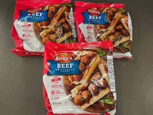lot 124 image: M - 3 Bags Armour Beef Meatballs 11oz Each Frozen