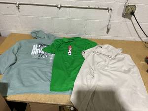 lot 195 image: LOT OF 3 Mens Sweatshirt, Shirt, & Vest Size 3XL