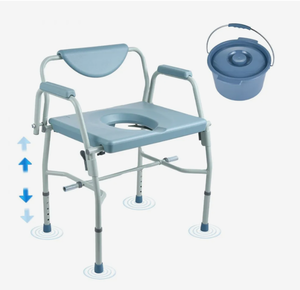 lot 35 image: VEVOR Commode Chair, Bedside Commode with Drop-Down Arms and Detachable Backrest, 5-Level Adjustable Height, 7L Removable Bucket, Easy to Assemble, 1000LBS Capacity, Portable Toilet for Adults Seniors