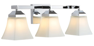 lot 40 image: JONATHAN Y JYL7524B Staunton 24 3-Light IronGlass Modern Cottage LED Vanity Light Casual Farmhouse 2700K LED 4W Bulbs Included Bathroom Hallway Living Room Bedroom Mirror Cabinet, Chrome